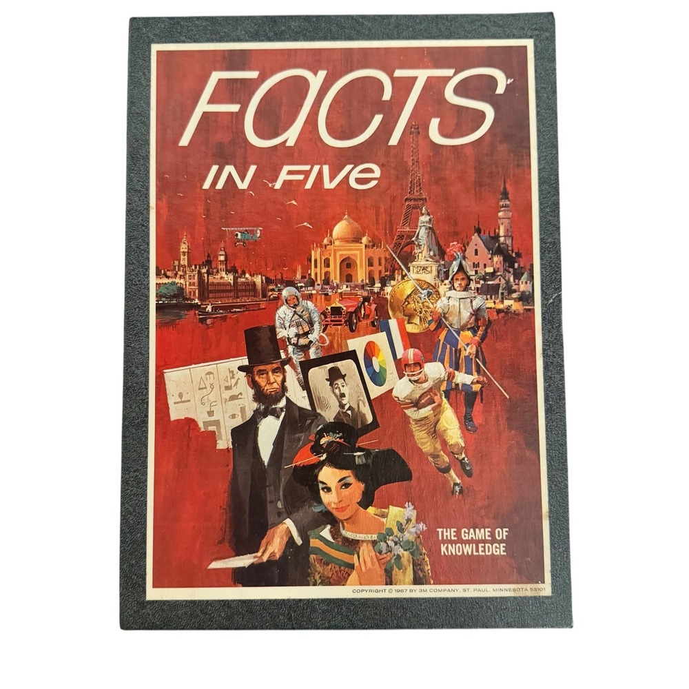 Vintage 1967 3M Facts In Five Bookshelf Game Series Trivia Knowledge Game